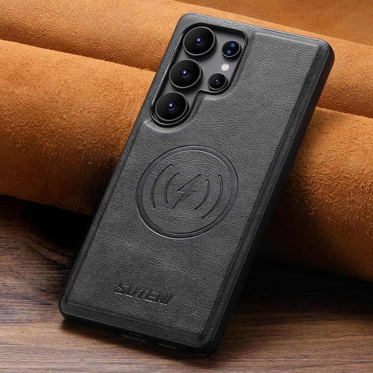 Suteni G5 Cowhide Leather Magnetic Phone Case, For Samsung Galaxy S25 Ultra 5G, For Samsung Galaxy S24 Ultra 5G, For Samsung Galaxy S23 Ultra 5G, For Samsung Galaxy S22 Ultra 5G