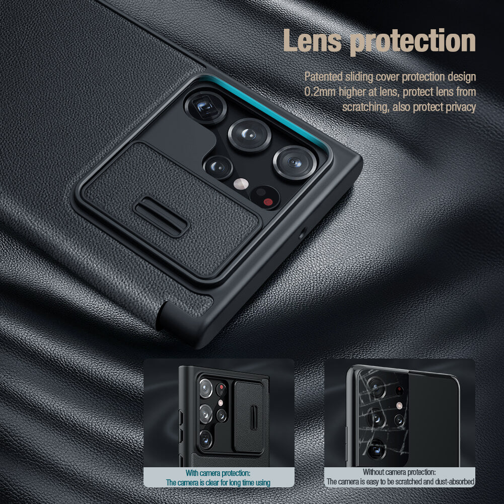 Nillkin Qin Pro Plain Leather + Cloth Case Samsung Galaxy S22 Ultra
