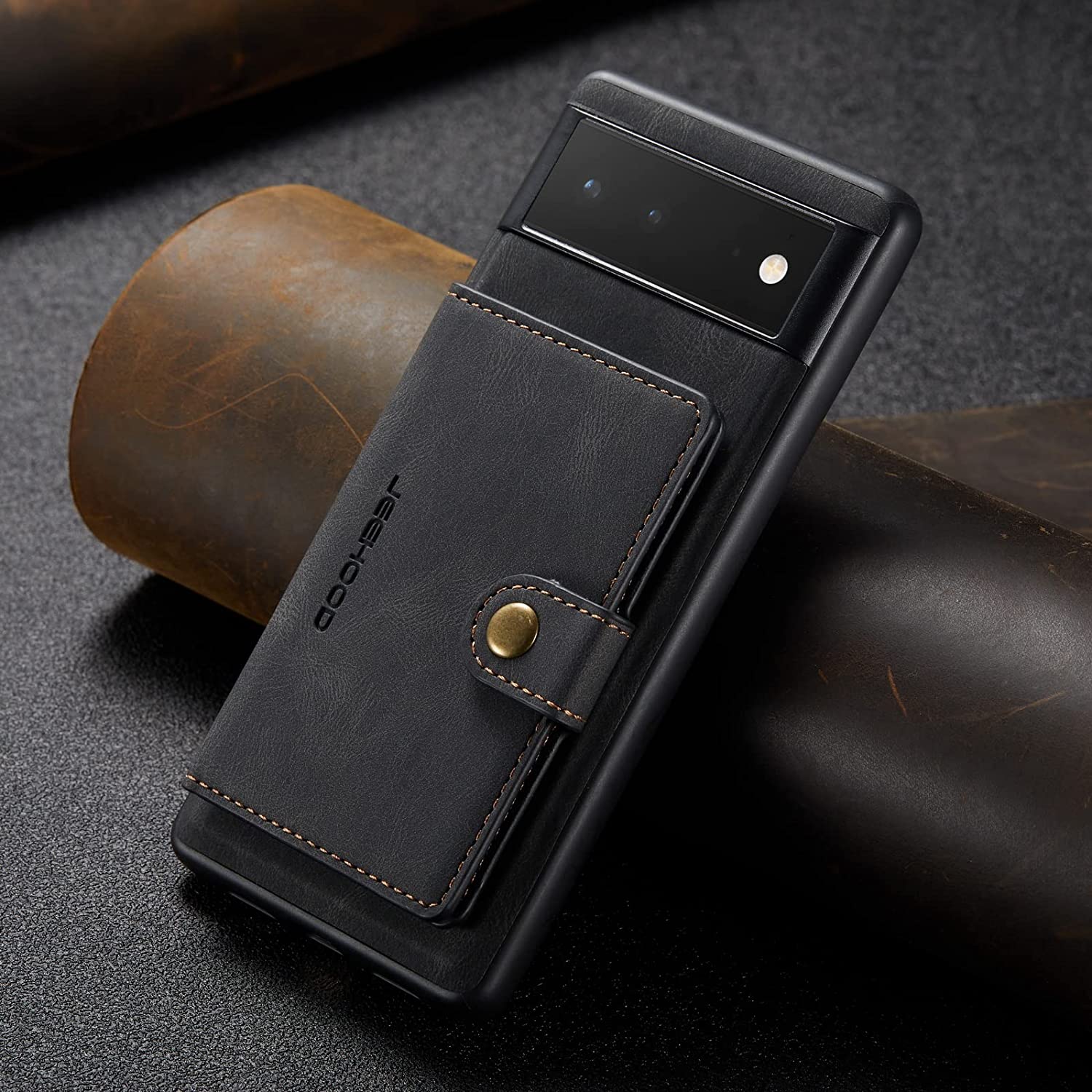 JEEHOOD Retro Magnetic Detachable Wallet Case Google Pixel