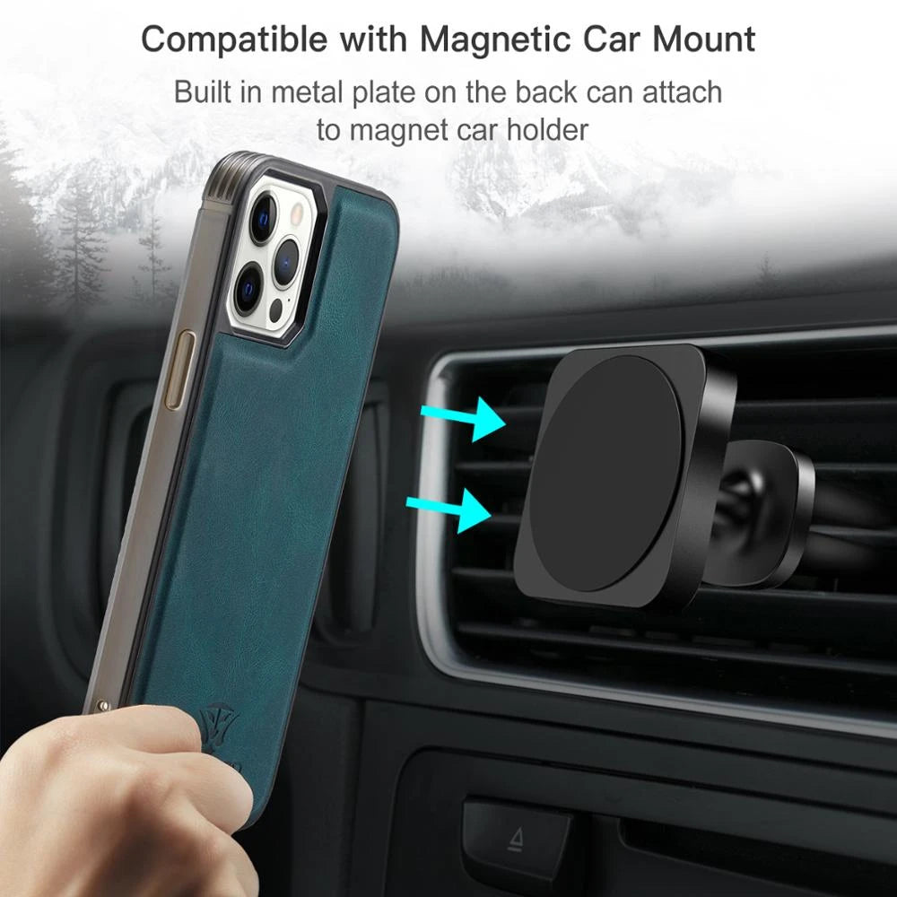 JEEHOOD Retro Magnetic Detachable Wallet Case iPhone 14 Pro Max