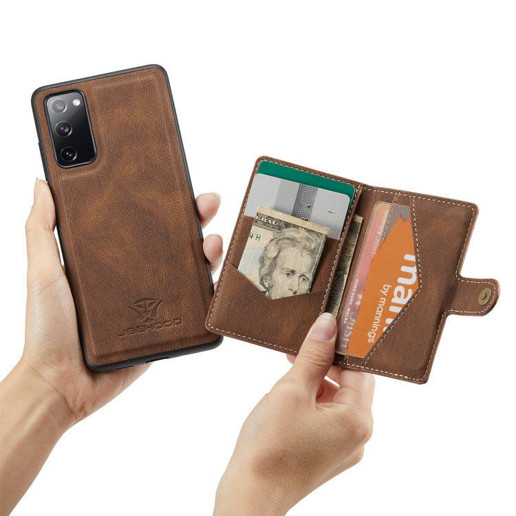 JEEHOOD Retro Magnetic Detachable Wallet Case Samsung S20 Fe