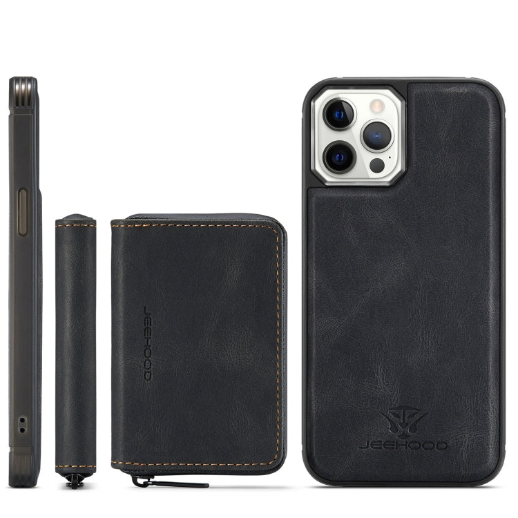JEEHOOD Magnetic Zipper Flip Leather Case iPhone 12 Pro Max