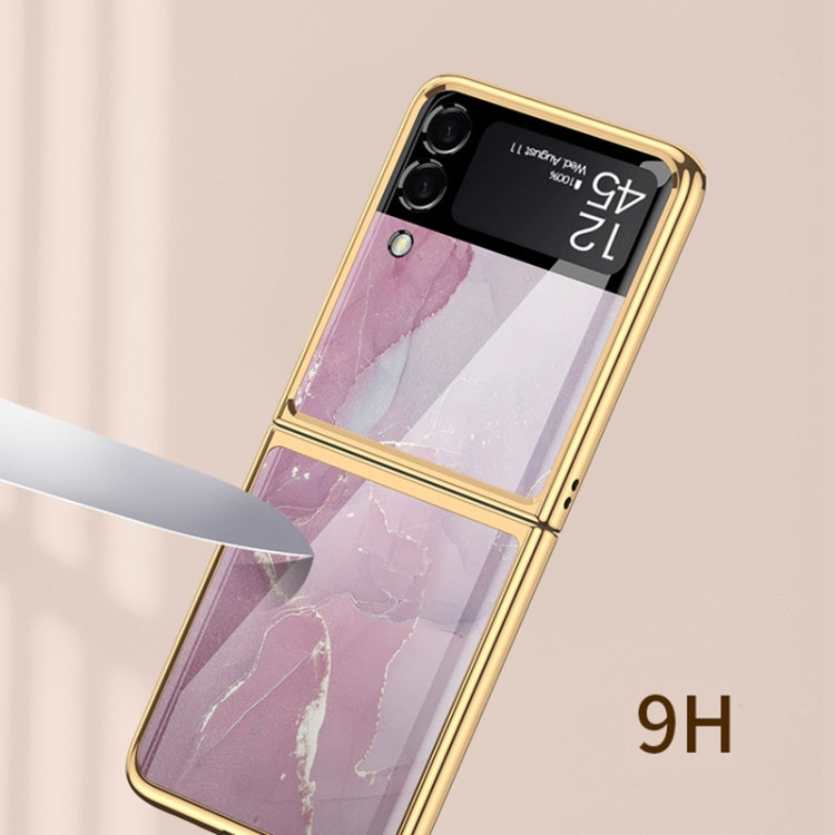 GKK Electroplating Marble Tempered Glass Case Samsung Z Flip3