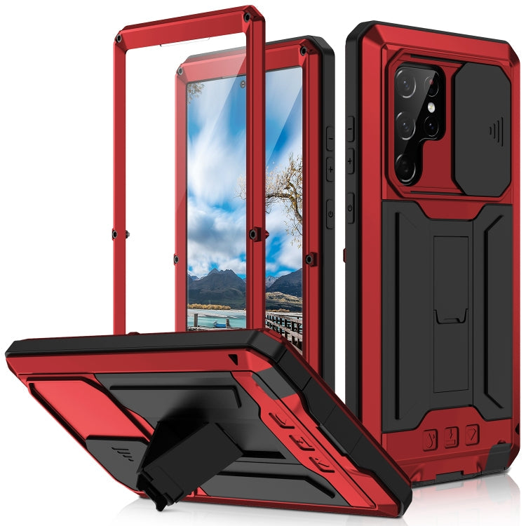 R-JUST Sliding Camera Metal + Silicone Case Samsung S22 Ultra
