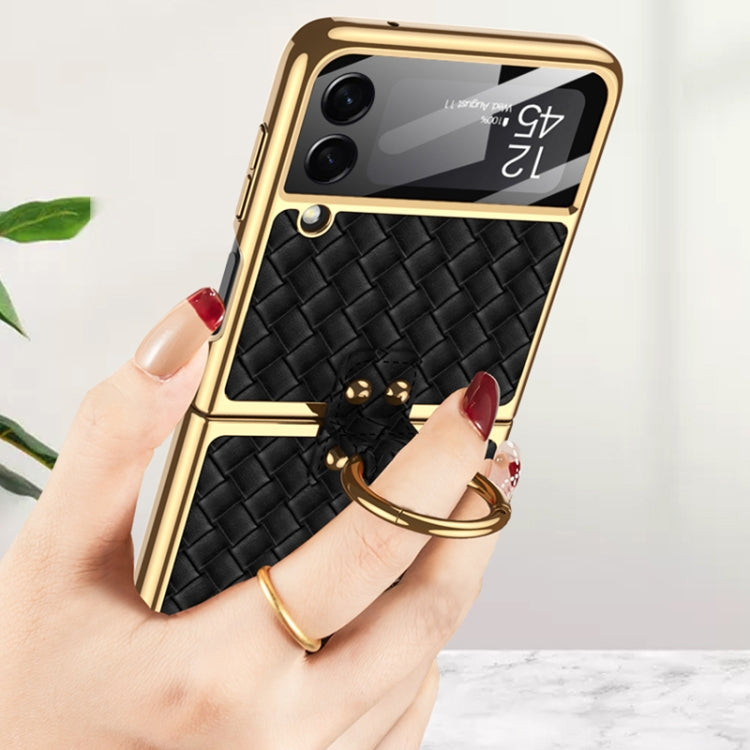 GKK Integrated Plating Weave Texture Case with Ring Samsung Z Flip3