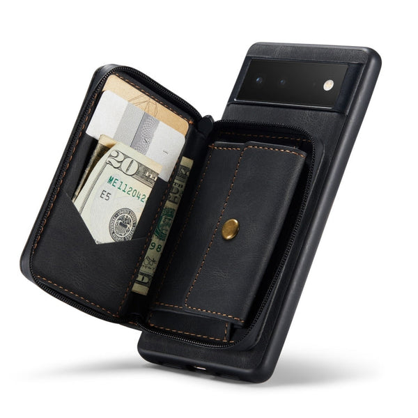 JEEHOOD Magnetic Zipper Flip Leather Case Google Pixel