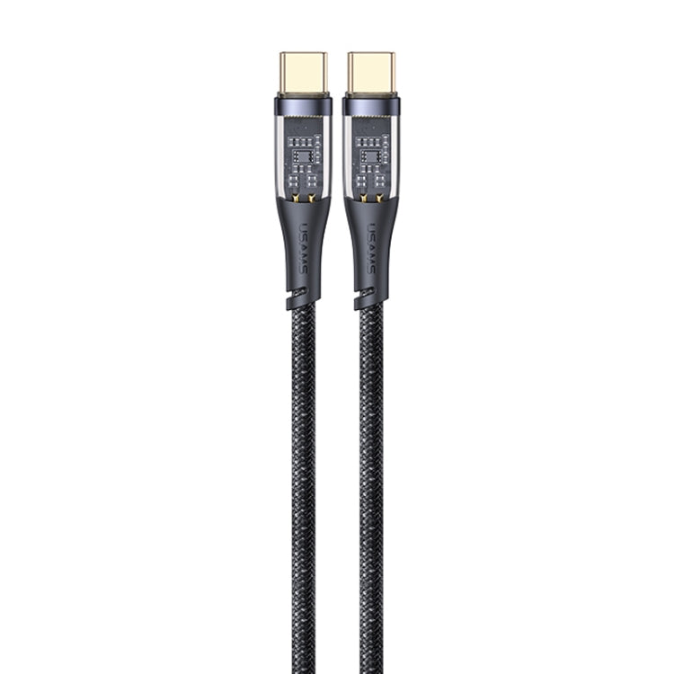 USAMS US-SJ574 Type-C / USB-C to Type-C / USB-C PD 100W Aluminum Alloy Transparent Charging Cata Cable, Length: 1.2m