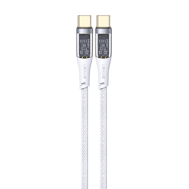 USAMS US-SJ574 Type-C / USB-C to Type-C / USB-C PD 100W Aluminum Alloy Transparent Charging Cata Cable, Length: 1.2m