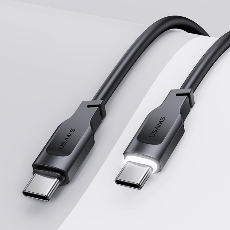 USAMS US-SJ567 Type-C/USB-C to Type-C/USB-C PD 100W Fast Charing Data Cable with Light, Length: 1.2m