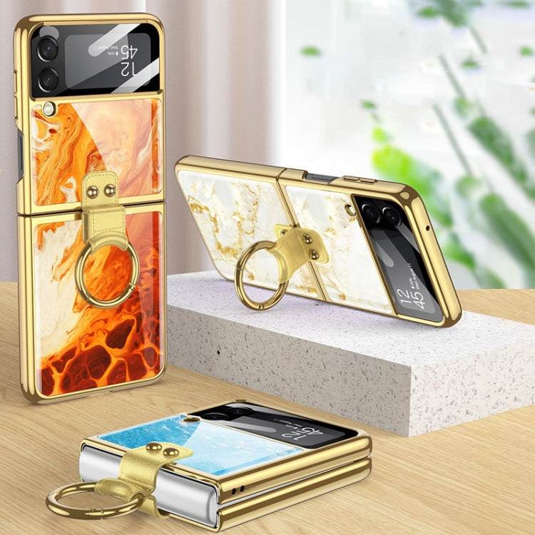 GKK Electroplating Tempered Glass Painted Case with Ring Samsung Z Flip3