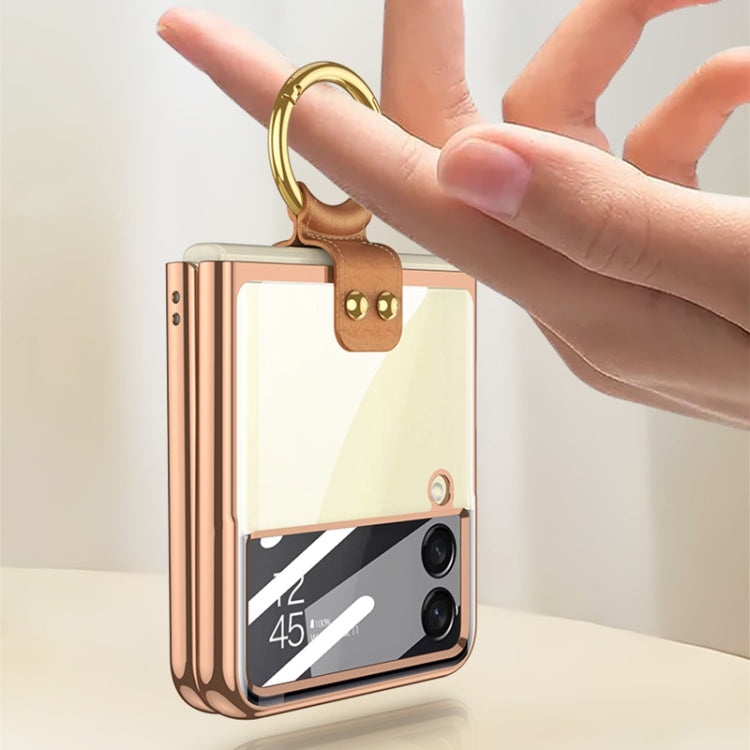 GKK Integrated Electroplating Transparent Case with Ring Samsung Z Flip4