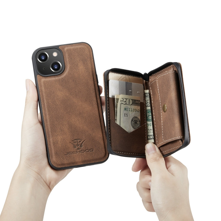 JEEHOOD Magnetic Zipper Flip Leather Case iPhone 14