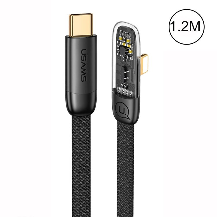USAMS US-SJ583 PD 20W Iceflake Series Type-C to 8 Pin Right Angle Transparent Fast Charge Data Cable, Cable Length:1.2m