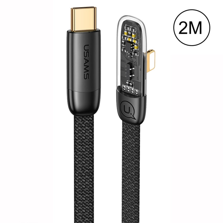 USAMS US-SJ586 PD 20W Iceflake Series Type-C to 8 Pin Right Angle Transparent Fast Charge Data Cable, Cable Length:2m