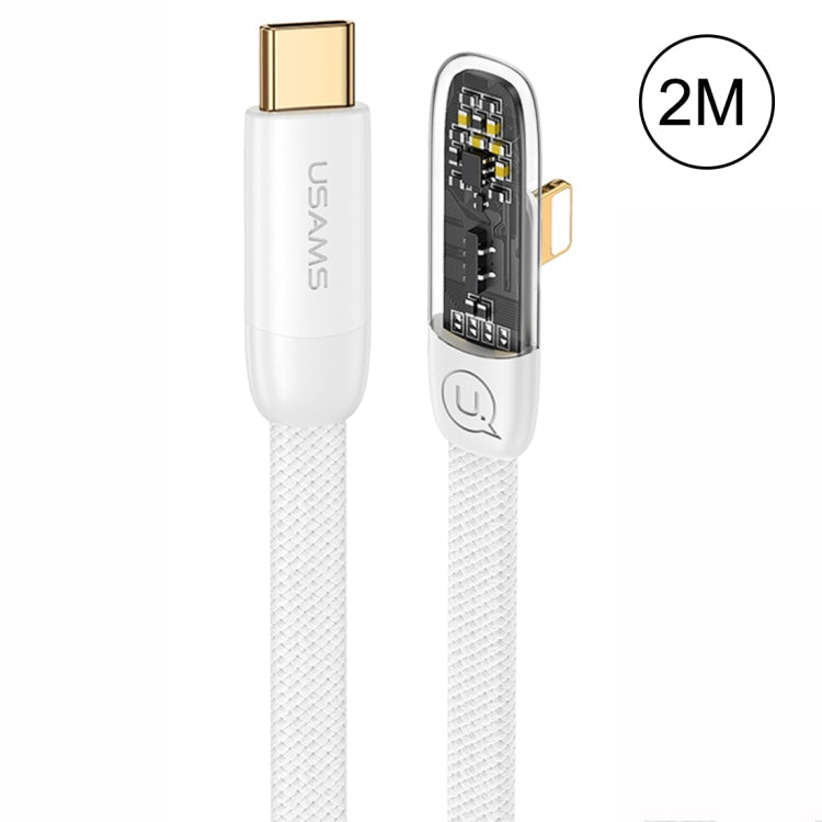 USAMS US-SJ586 PD 20W Iceflake Series Type-C to 8 Pin Right Angle Transparent Fast Charge Data Cable, Cable Length:2m