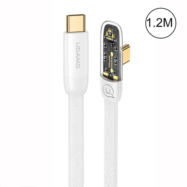 USAMS US-SJ584 PD 100W Iceflake Series Type-C to Type-C Right Angle Transparent Fast Charge Data Cable, Cable Length:1.2m