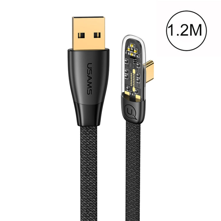 USAMS US-SJ585 66W Iceflake Series USB to Type-C Right Angle Transparent Fast Charge Data Cable, Cable Length:1.2m