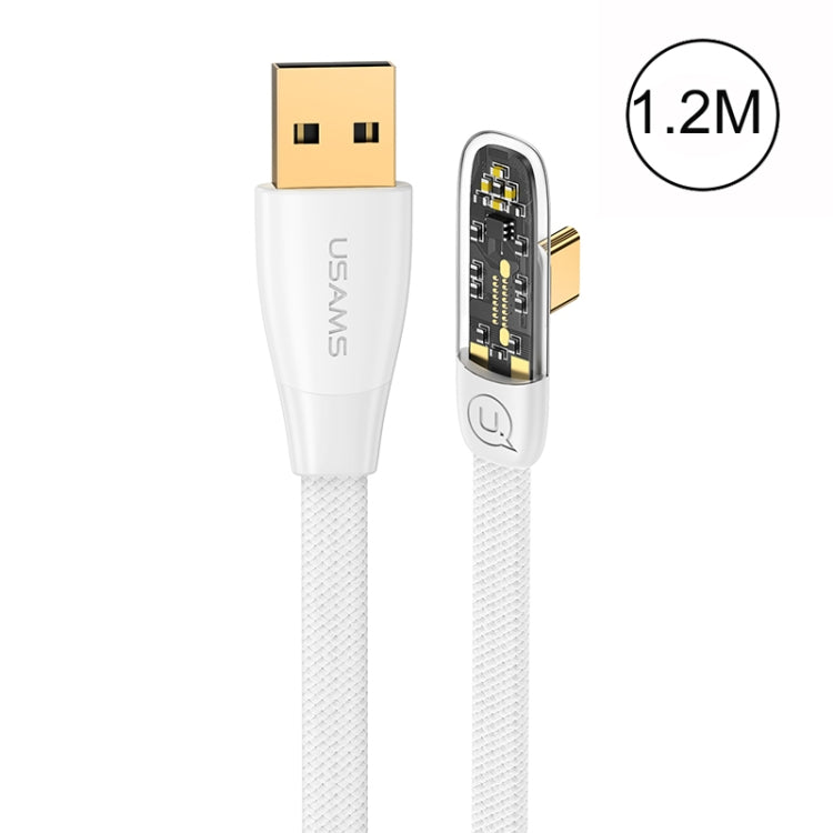 USAMS US-SJ585 66W Iceflake Series USB to Type-C Right Angle Transparent Fast Charge Data Cable, Cable Length:1.2m