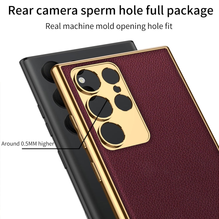 GKK Plating Leather Full Coverage Case Samsung S23 Ultra