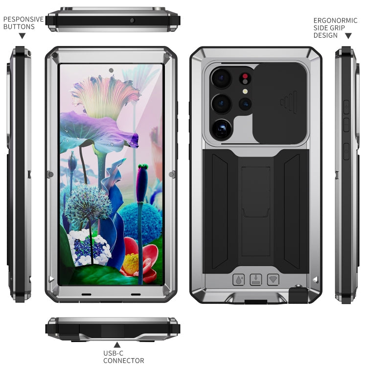 R-JUST Sliding Camera Metal + Silicone Case Samsung S23 Ultra