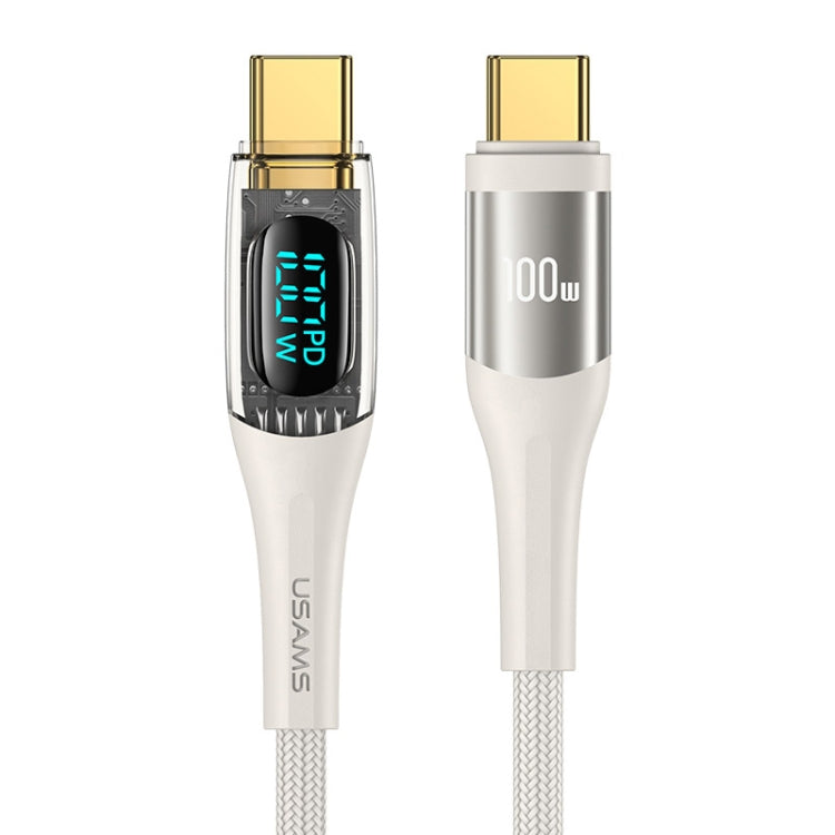 USAMS Type-C to Type-C PD100W Aluminum Alloy Transparent Digital Display Fast Charge Data Cable, Cable Length:2m