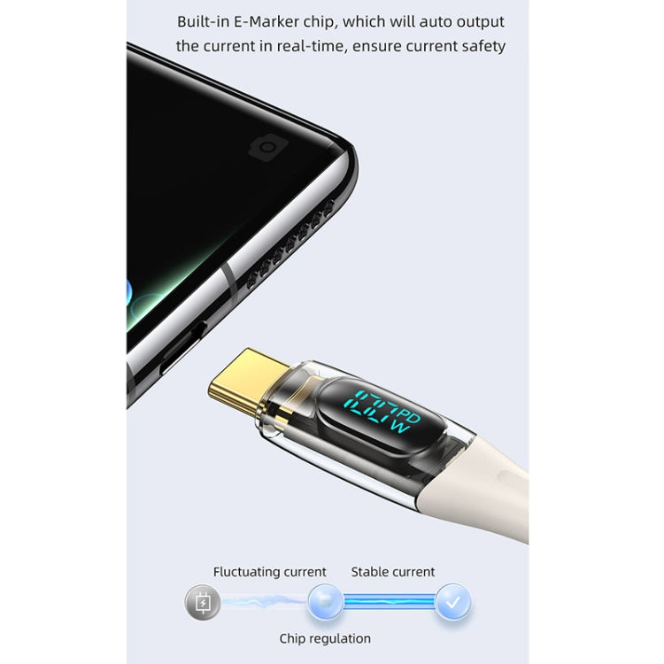 USAMS Type-C to Type-C PD100W Aluminum Alloy Transparent Digital Display Fast Charge Data Cable, Cable Length:2m