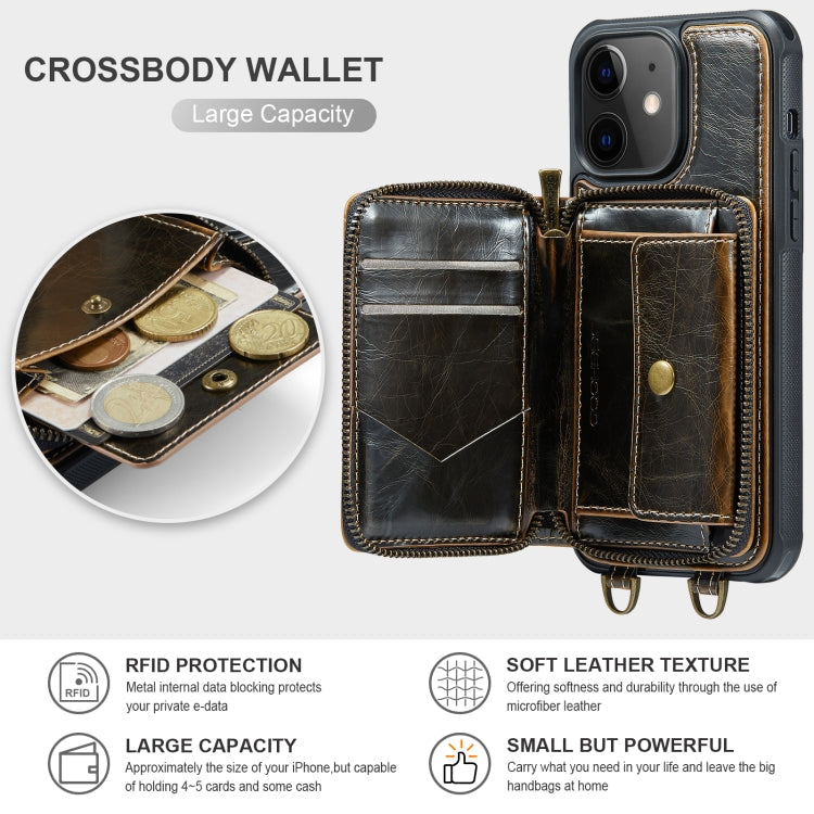 JEEHOOD Zipper Wallet Leather Case iPhone 12