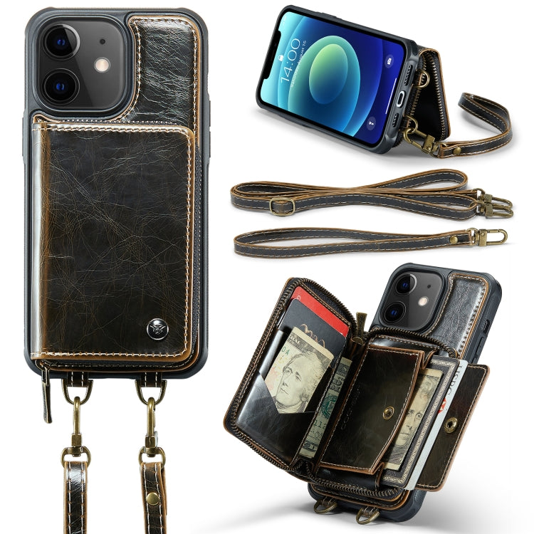 JEEHOOD Zipper Wallet Leather Case iPhone 12
