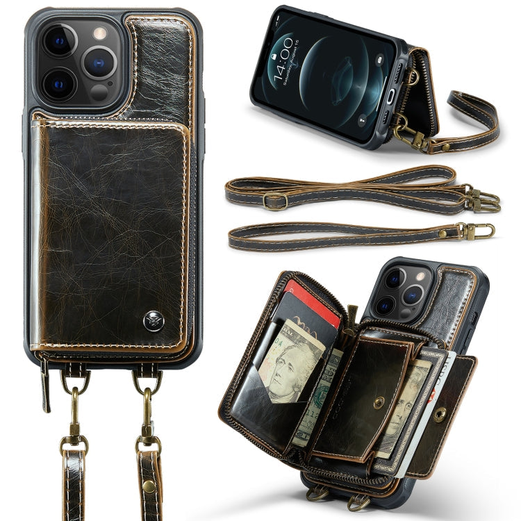 JEEHOOD Zipper Wallet Leather Case iPhone 12 Pro Max