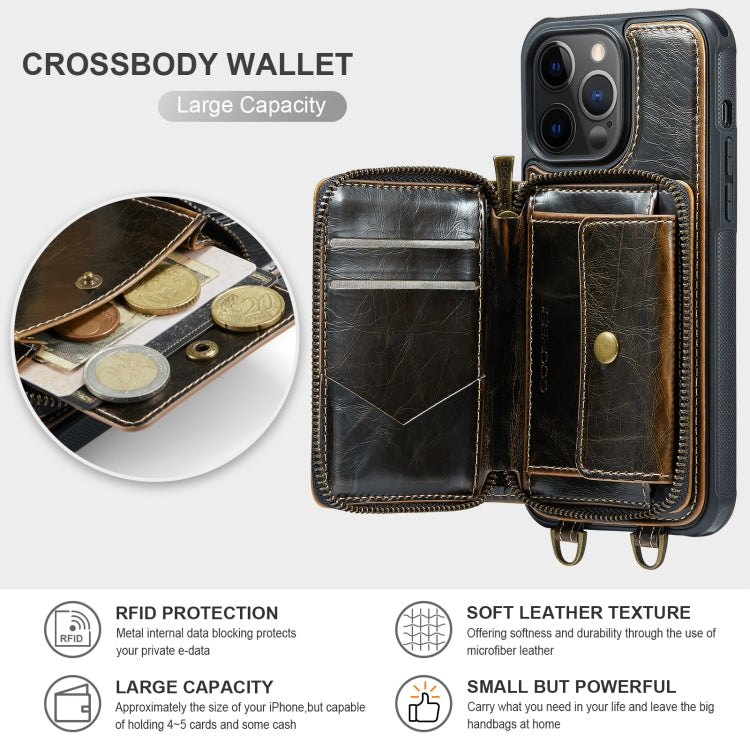 JEEHOOD Zipper Wallet Leather Case iPhone 12 Pro Max