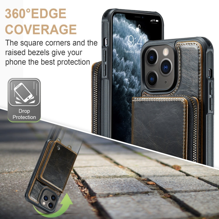 JEEHOOD Zipper Wallet Leather Case iPhone 11 Pro