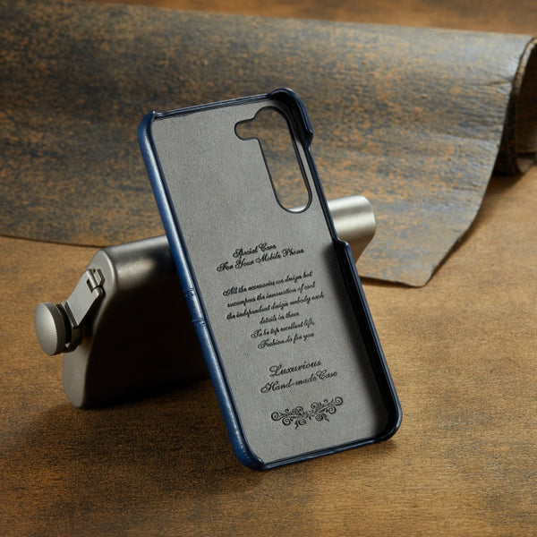 Fierre Shann Retro Oil Wax Texture Leather Case Samsung S22