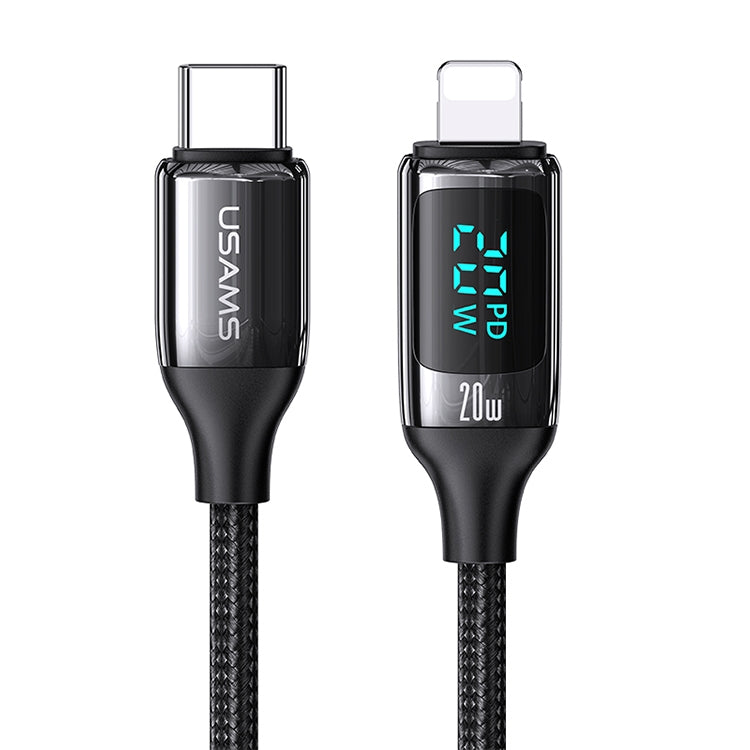 USAMS US-SJ545 U78 Type-C / USB-C to 8 Pin PD Aluminum Alloy Digital Display Fast Charging Data Cable, Length: 1.2m