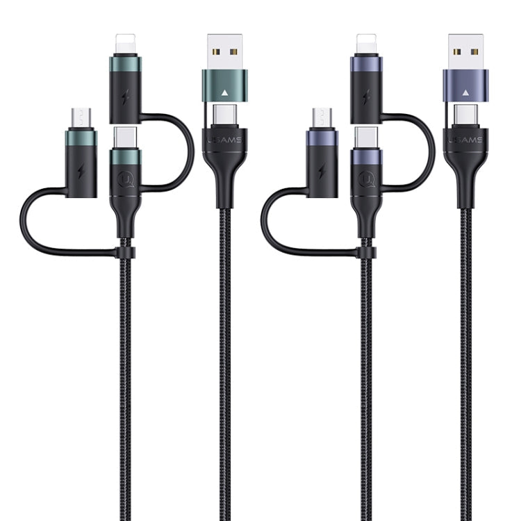 USAMS US-SJ547 U62 USB + Type-C / USB-C toType-C / USB-C + 8 Pin + Micro Aluminum Alloy PD Fast Charging Data Cable, Length: 1.2m