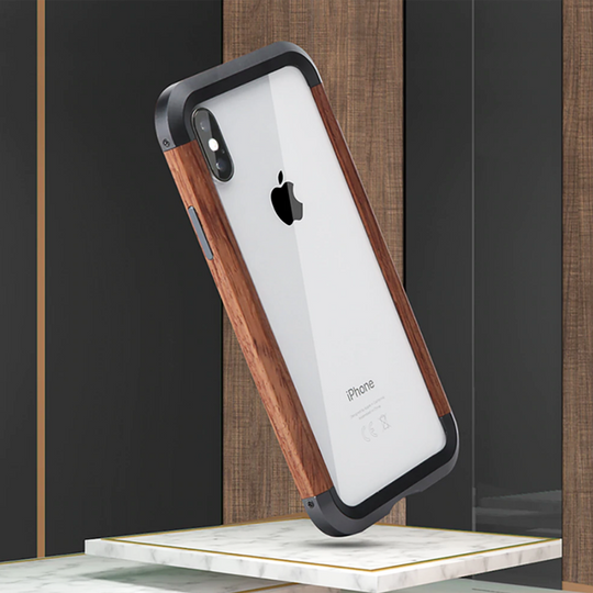 R-JUST Metal + Wood Frame Protective Case iPhone XR