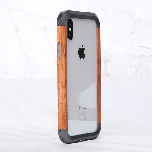 R-JUST Metal + Wood Frame Protective Case iPhone XS Max