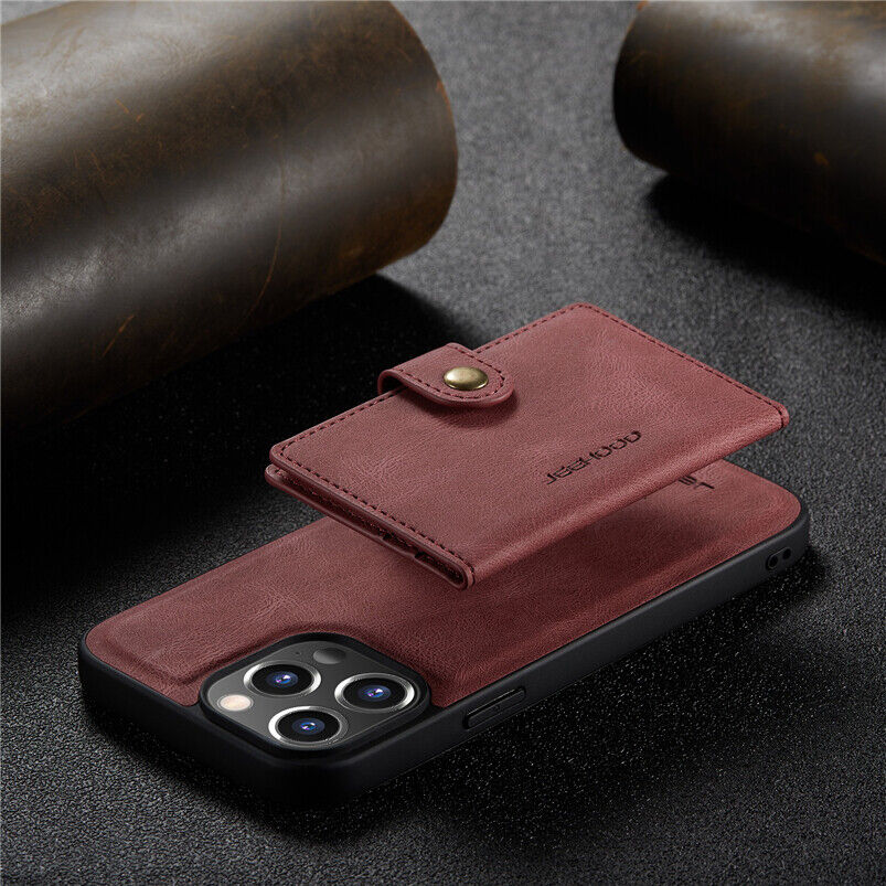 JEEHOOD Retro Magnetic Detachable Wallet Case iPhone 13 Pro