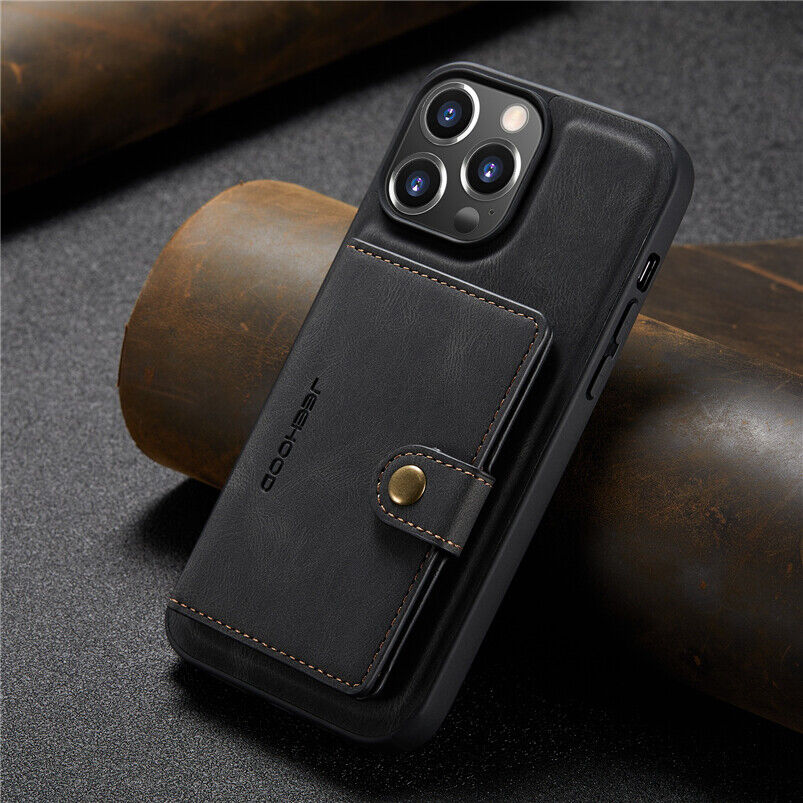 JEEHOOD Retro Magnetic Detachable Wallet Case iPhone 13 Pro Max