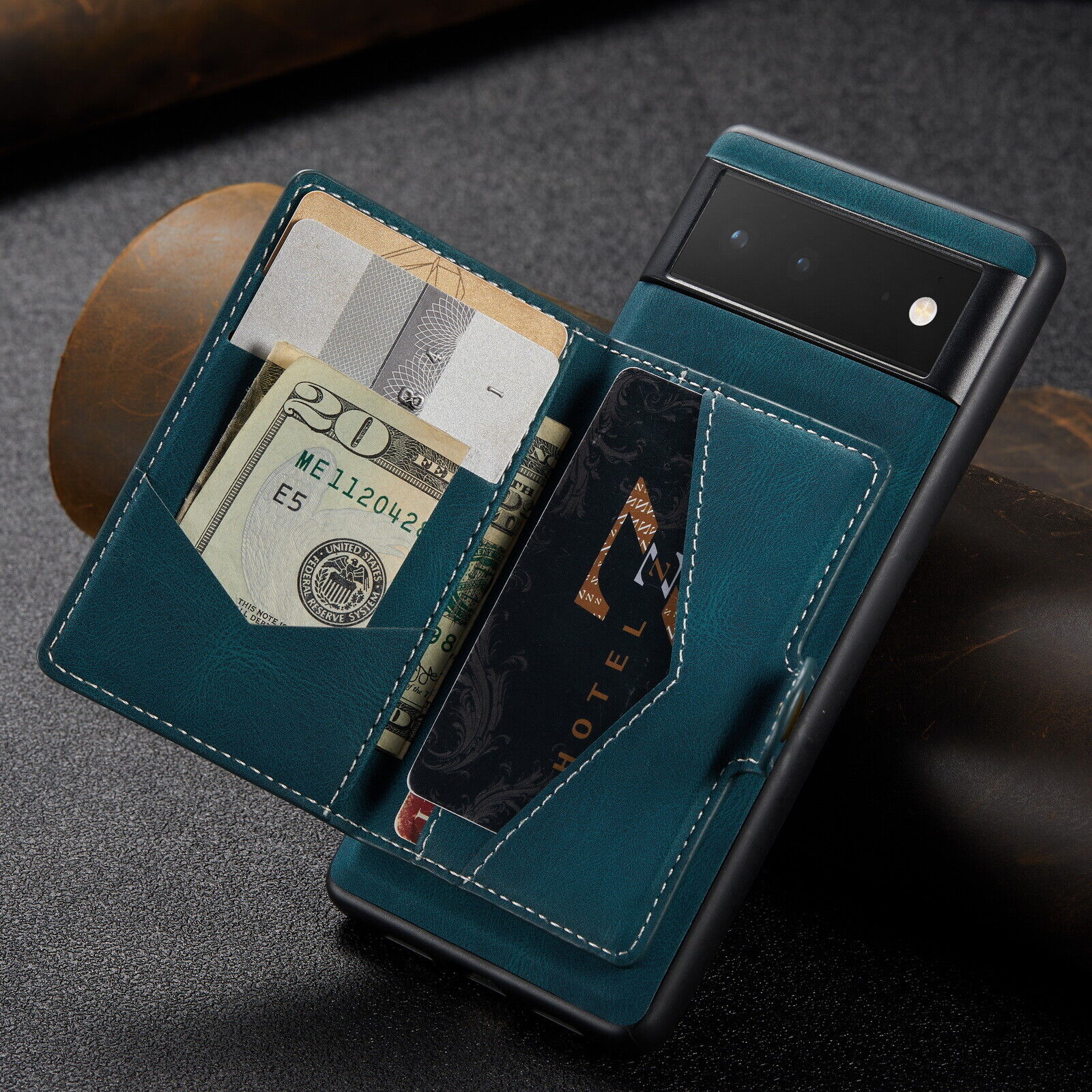 JEEHOOD Retro Magnetic Detachable Wallet Case Google Pixel