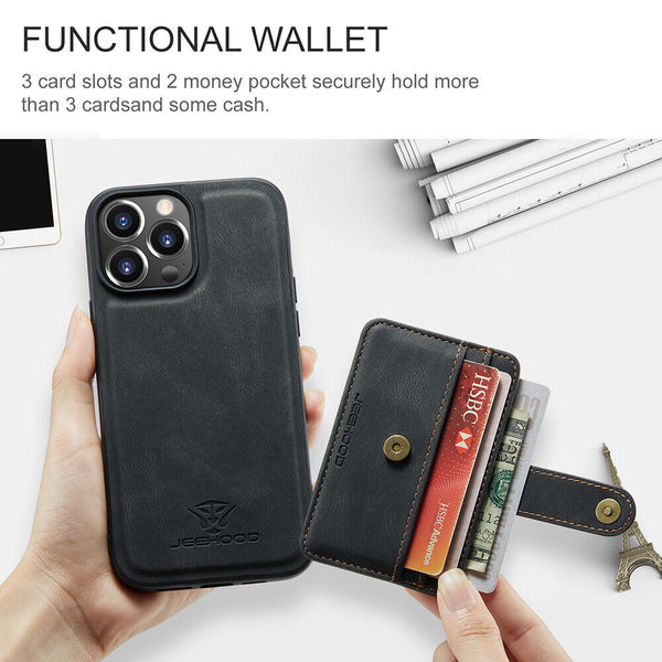 JEEHOOD RFID Blocking Anti-Theft Wallet Case iPhone 11 Pro Max