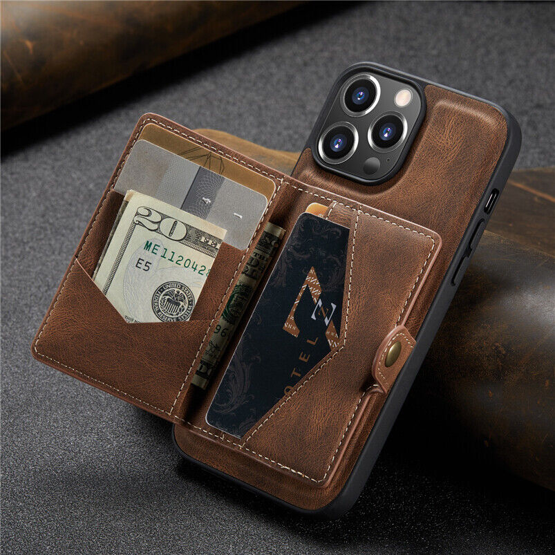 JEEHOOD Retro Magnetic Detachable Wallet Case iPhone 14 Pro
