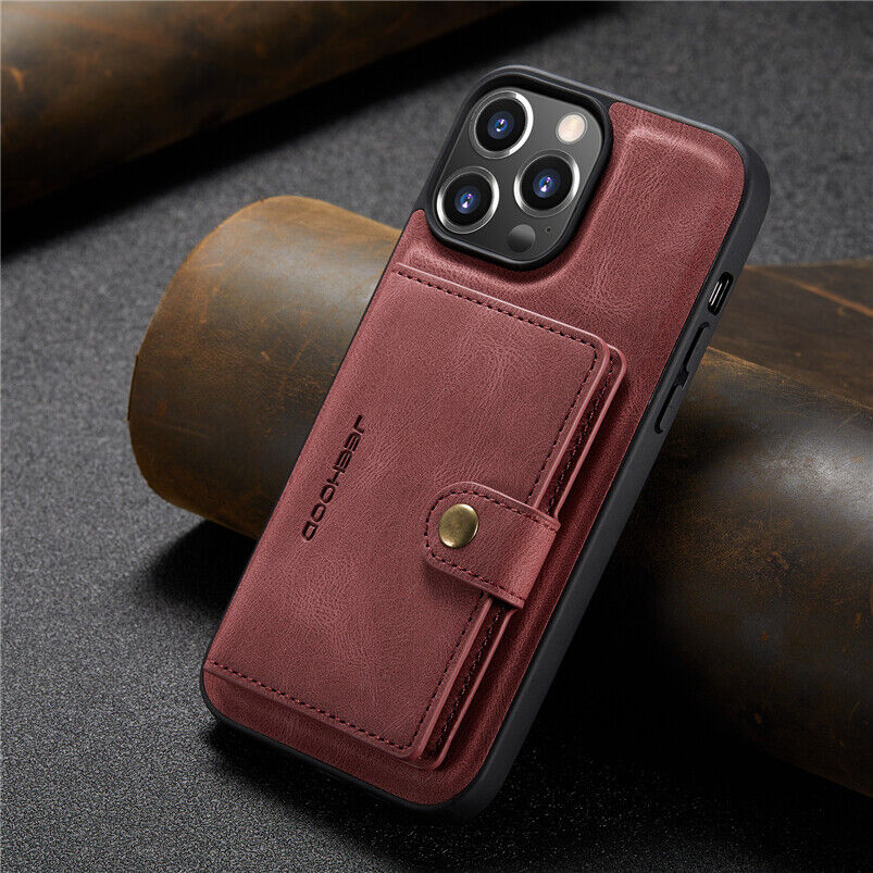 JEEHOOD Retro Magnetic Detachable Wallet Case iPhone 13 Pro