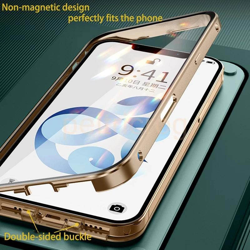 Magnetic Metal Frame Case and Screen Protector iPhone 14 Pro Max