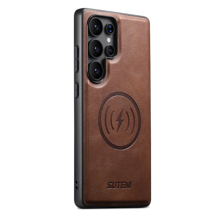 Suteni G5 Cowhide Leather Magnetic Phone Case, For Samsung Galaxy S25 Ultra 5G, For Samsung Galaxy S24 Ultra 5G, For Samsung Galaxy S23 Ultra 5G, For Samsung Galaxy S22 Ultra 5G