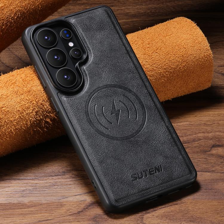 Suteni G5 Cowhide Leather Magnetic Phone Case, For Samsung Galaxy S26 Ultra 5G, For Samsung Galaxy S25 Ultra 5G, For Samsung Galaxy S24 Ultra 5G, For Samsung Galaxy S23 Ultra 5G, For Samsung Galaxy S22 Ultra 5G