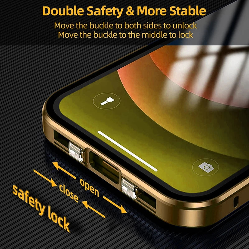 Magnetic Metal Frame Case and Screen Protector iPhone 14 Pro Max