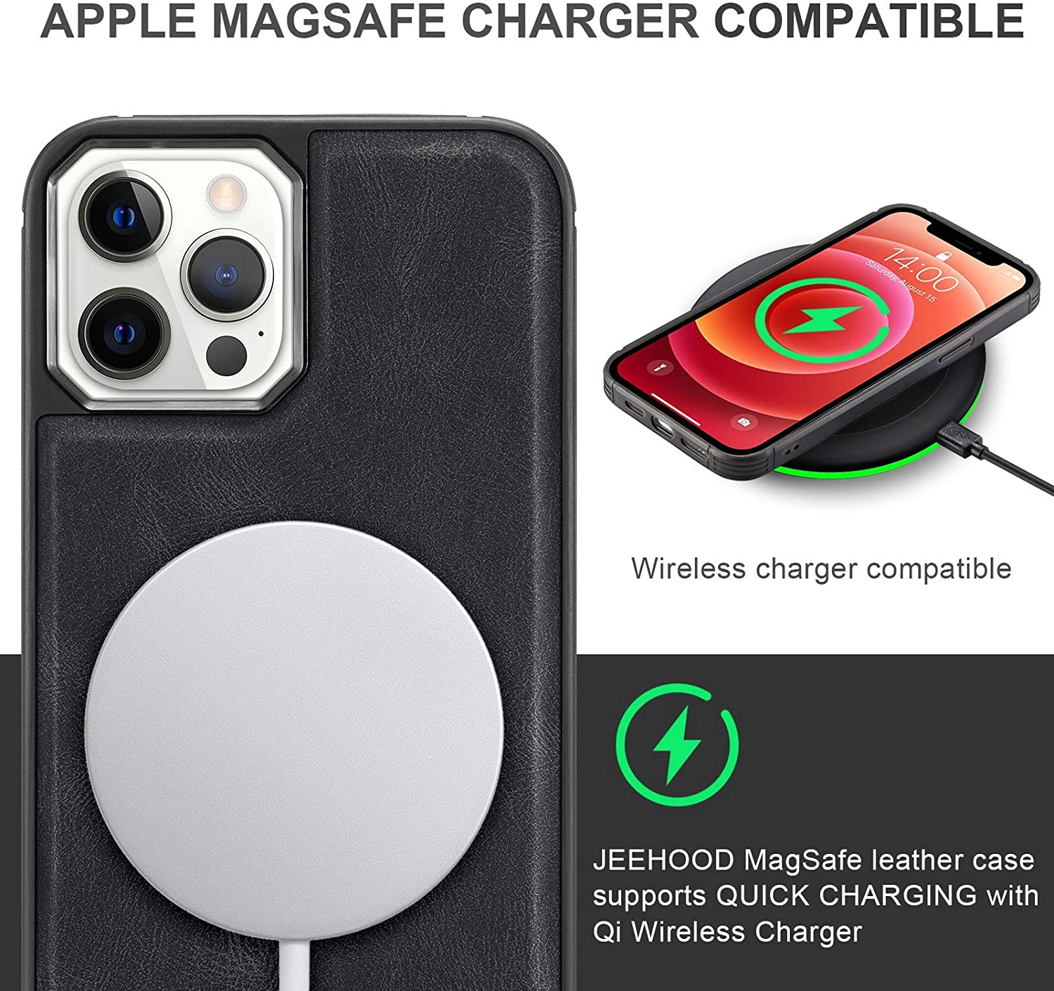 JEEHOOD Retro Magnetic Detachable Wallet Case iPhone 14 Pro
