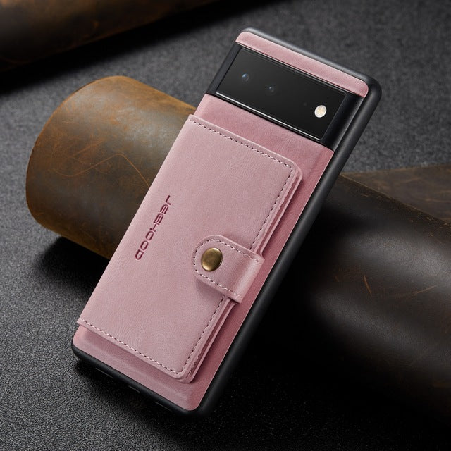 JEEHOOD Retro Magnetic Detachable Wallet Case Google Pixel