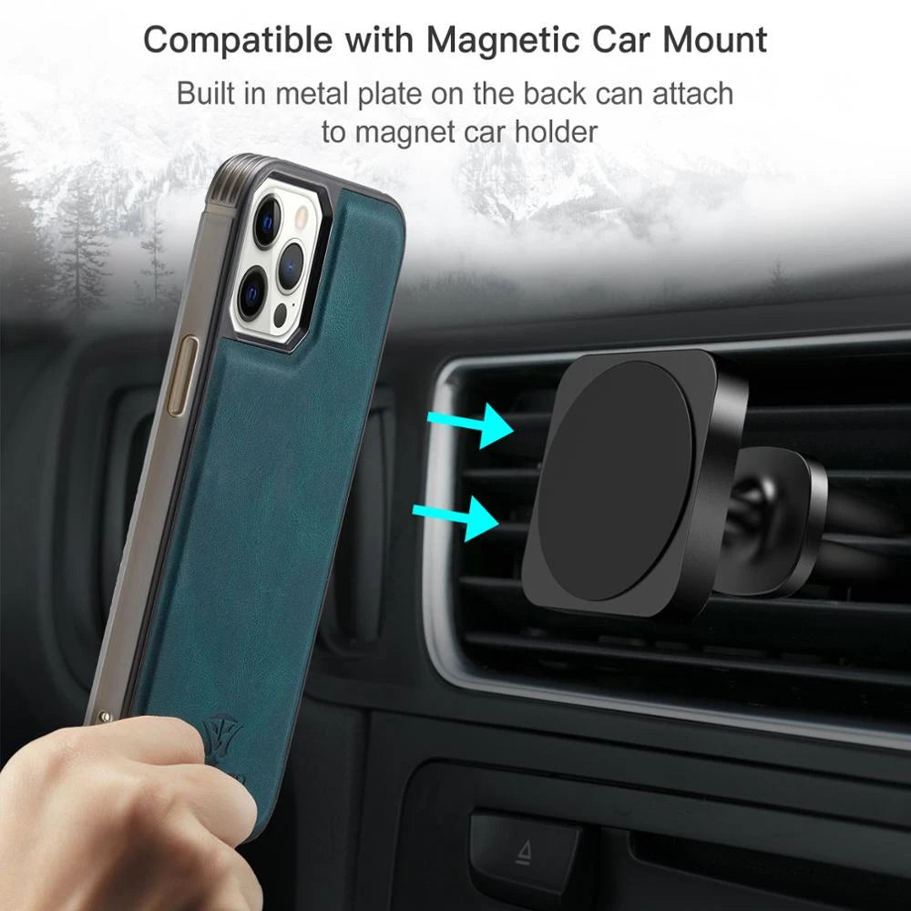 JEEHOOD Retro Magnetic Detachable Wallet Case iPhone 13 Pro