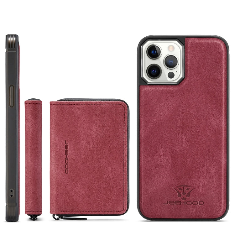 JEEHOOD Magnetic Zipper Flip Leather Case iPhone 12 Pro Max